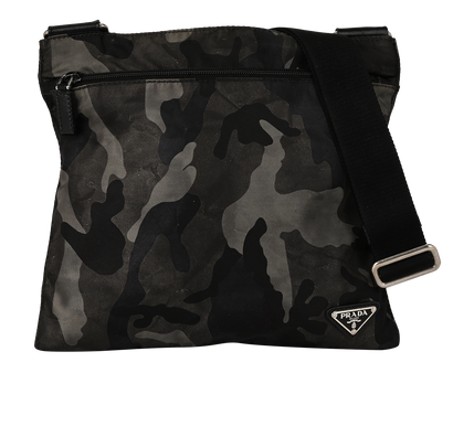 Zip Messenger, £350, Handbags, Black/Green, Nylon, Front view